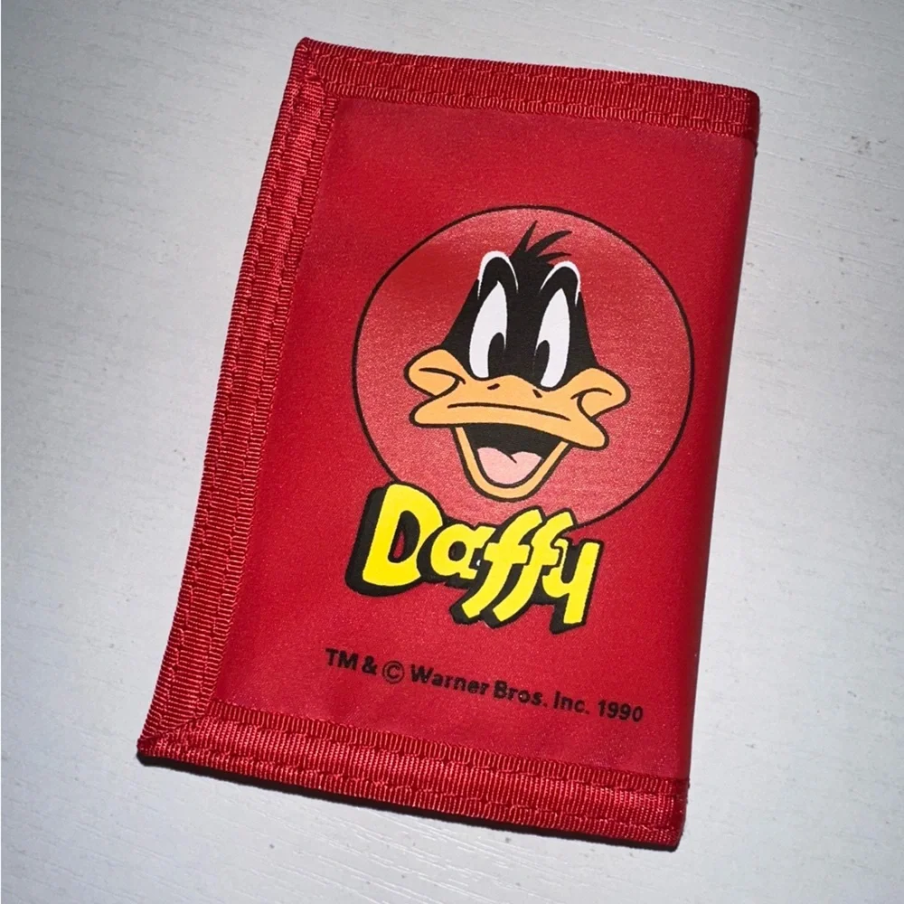 Vintage 1990 Looney Tunes Daffy Wallet & Keychain Set